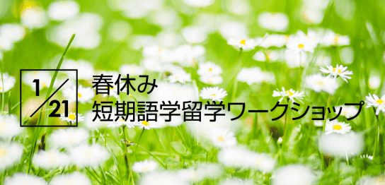 春休みの短期語学留学ワークショップを開催します。その場で見積もできて、参加者だけに教える割引情報も！