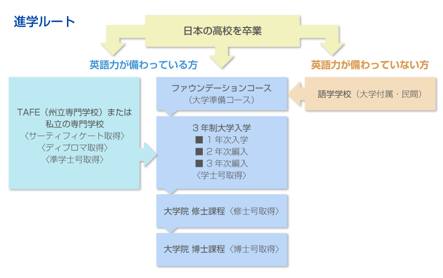 オーストラリアの大学への進学ルート